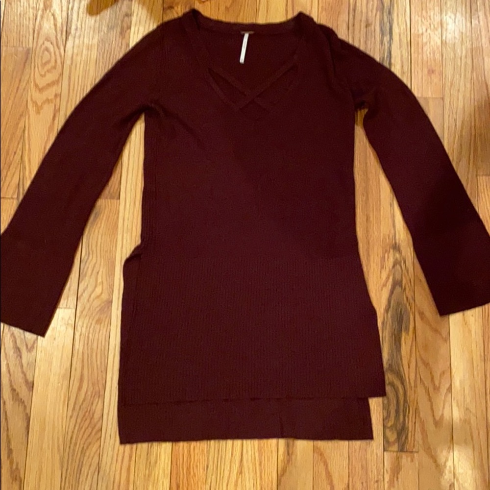 Free People Criss Cross Hi/Lo Sweater